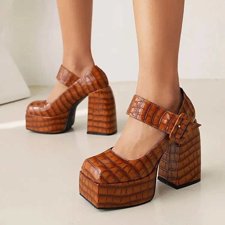 Funki Buys | Shoes | Women's Stone Pattern High-Heel Platform