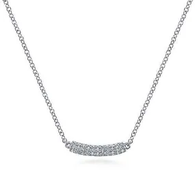 Gabriel & Co. Pavé Diamond Curved Bar Necklace in 14K White Gold