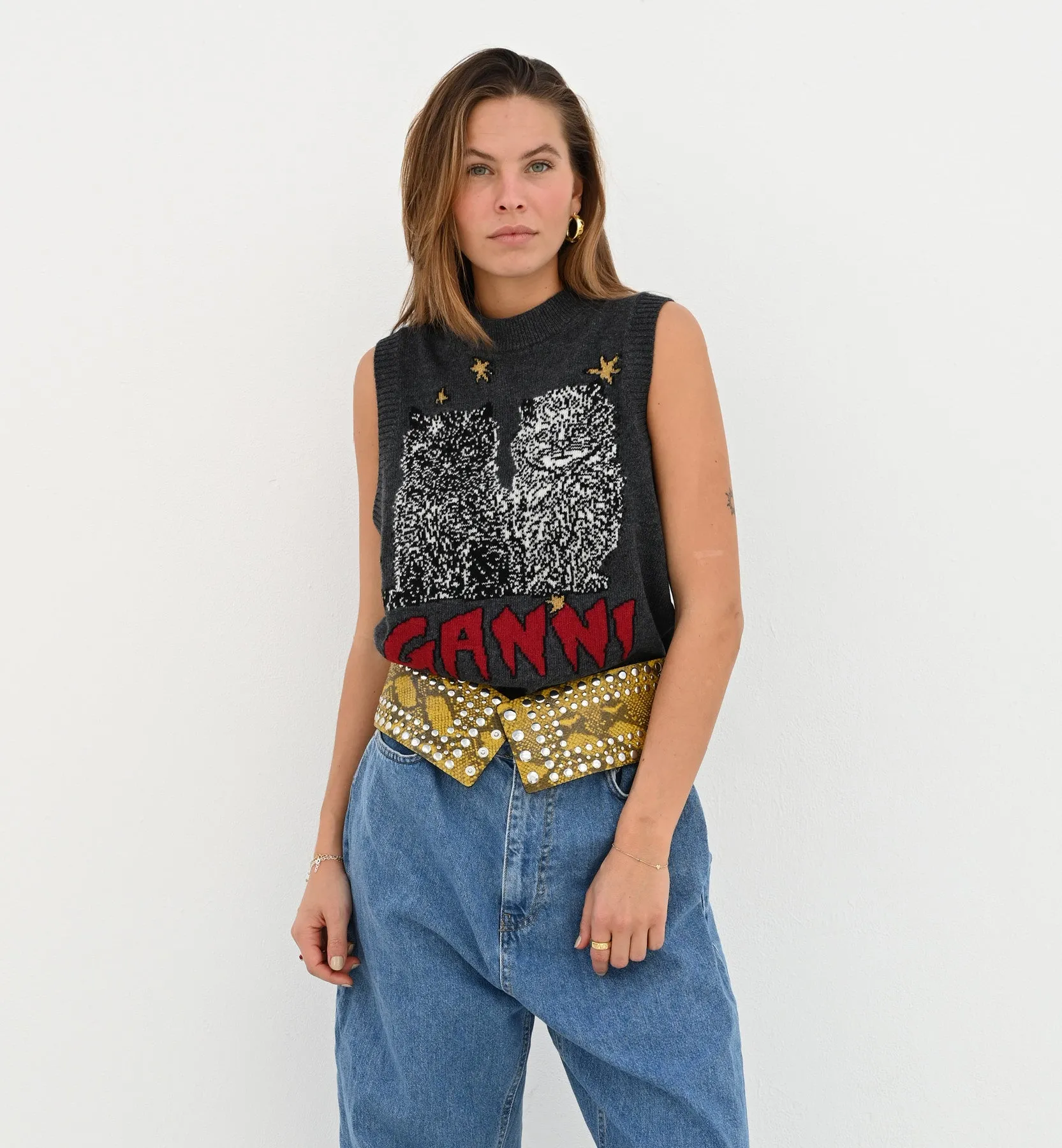 GANNI Graphic Cats Vest