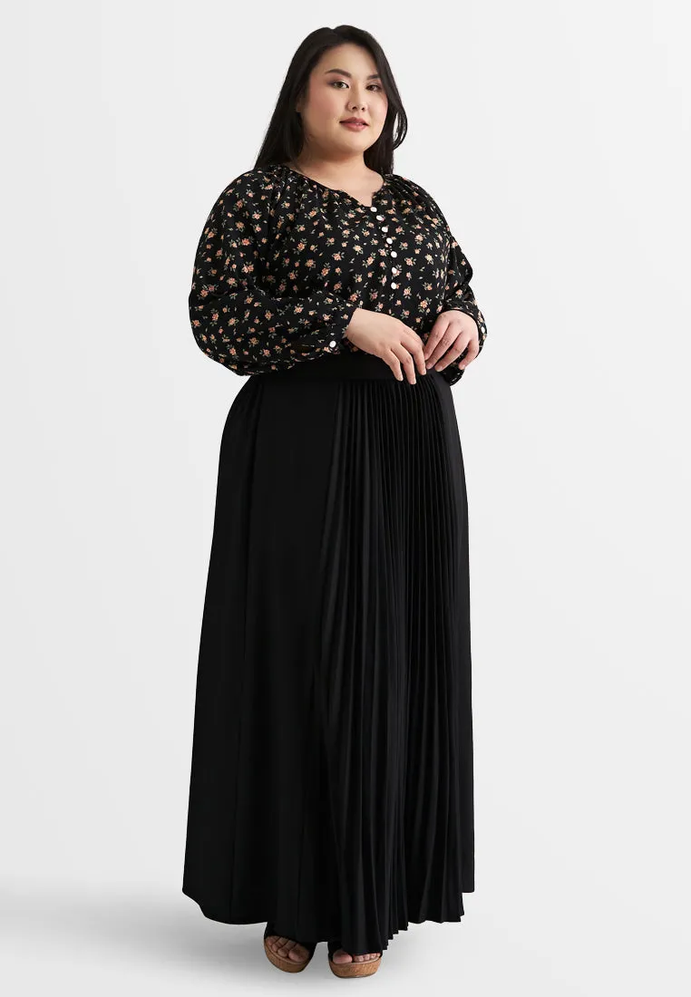 Ginny Front Pleated Flared Skirt