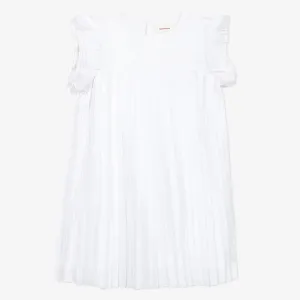 Girls' white pleated dress