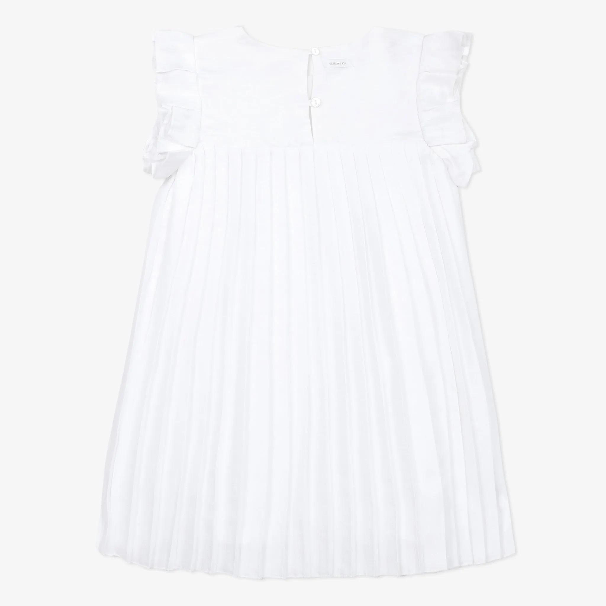 Girls' white pleated dress