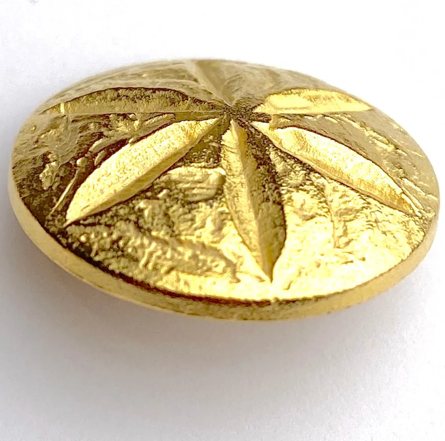 Gold Starflower, 13/16" Button, 20mm, Italy, Shank Back # FJ-68