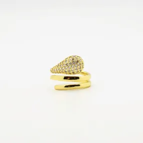 Gold Twisted Teardrop Ring