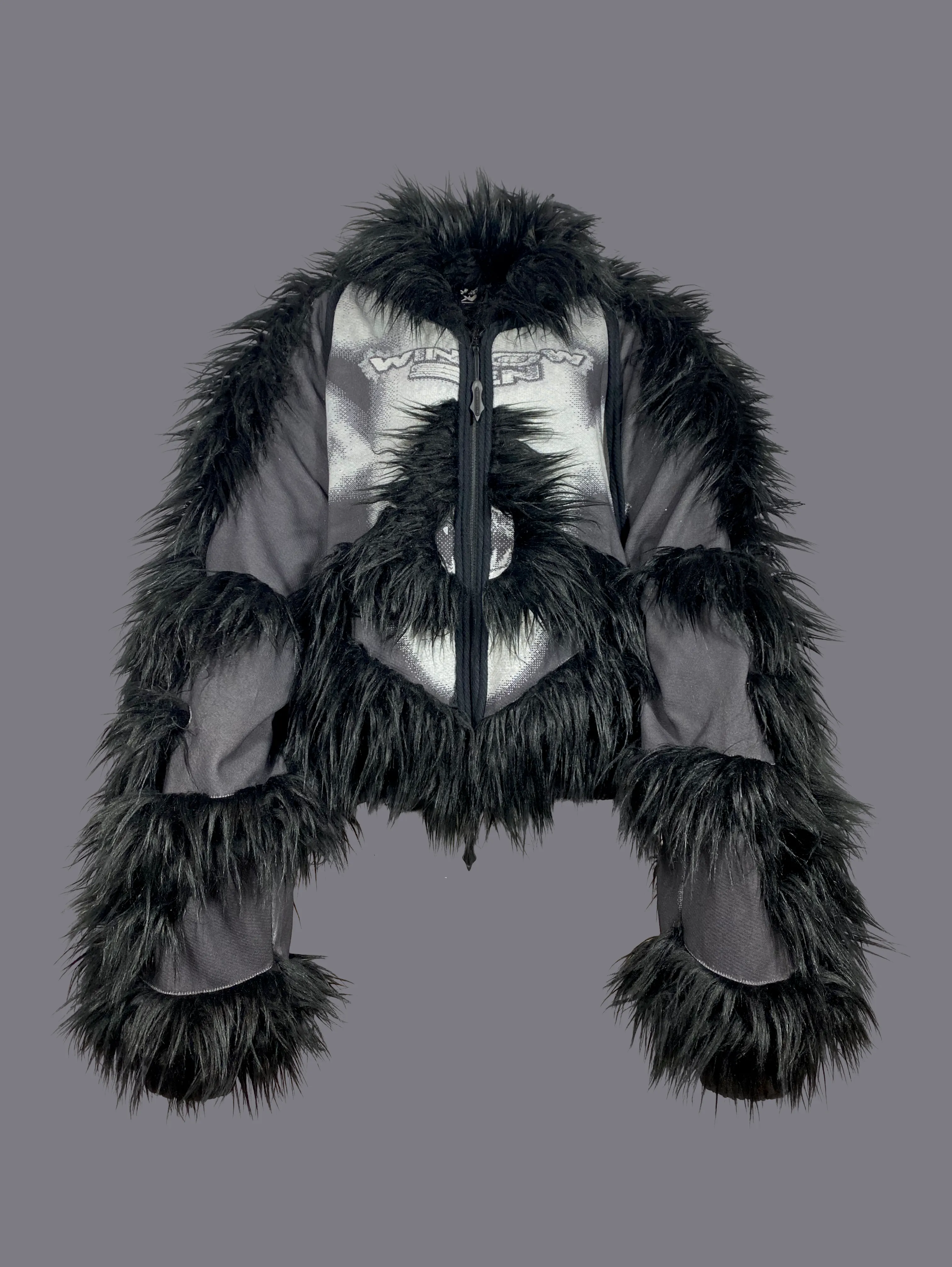 GRAPHIC FAUX-FUR COAT