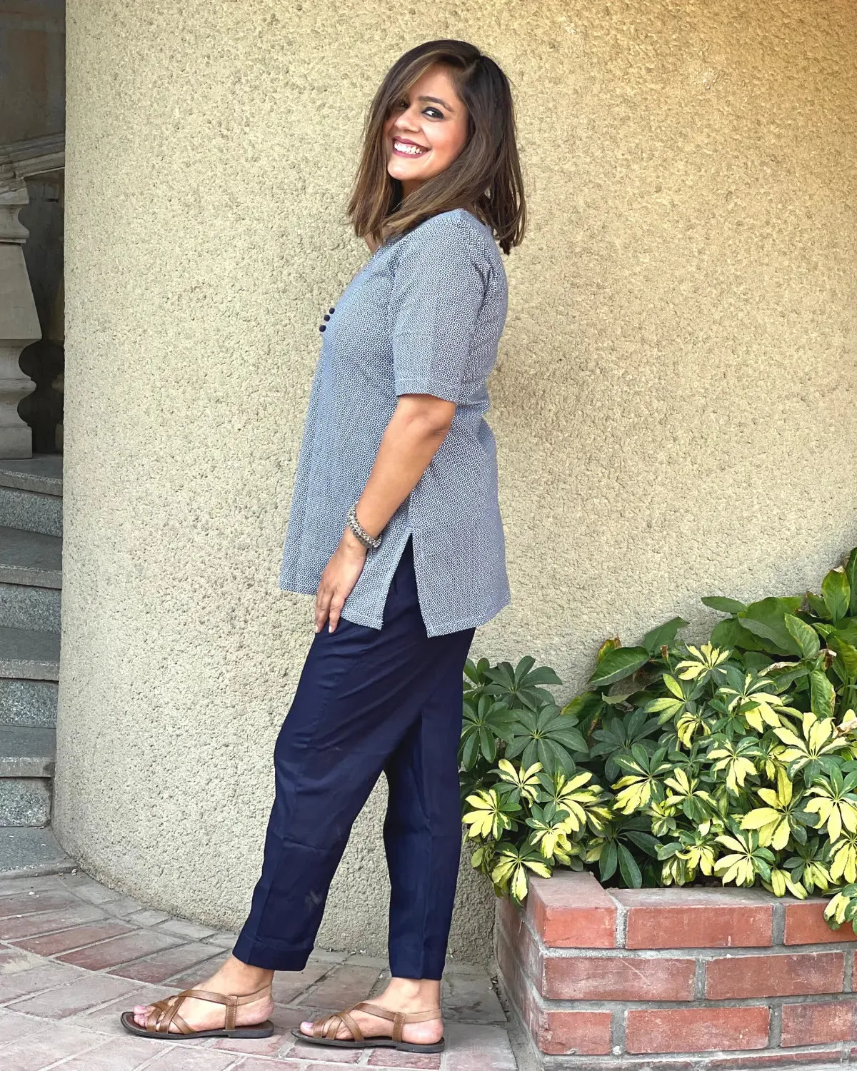 Grey Blue Cotton Top & Pants