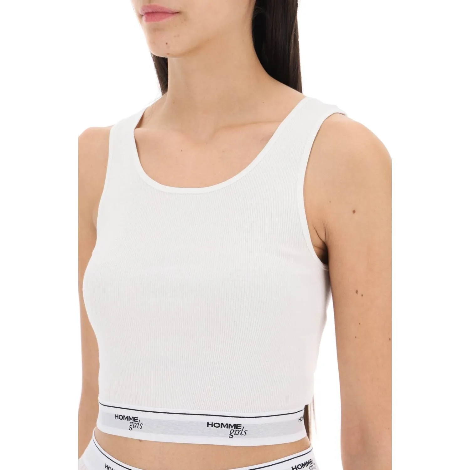 Homme Girls cotton crop top with logo band