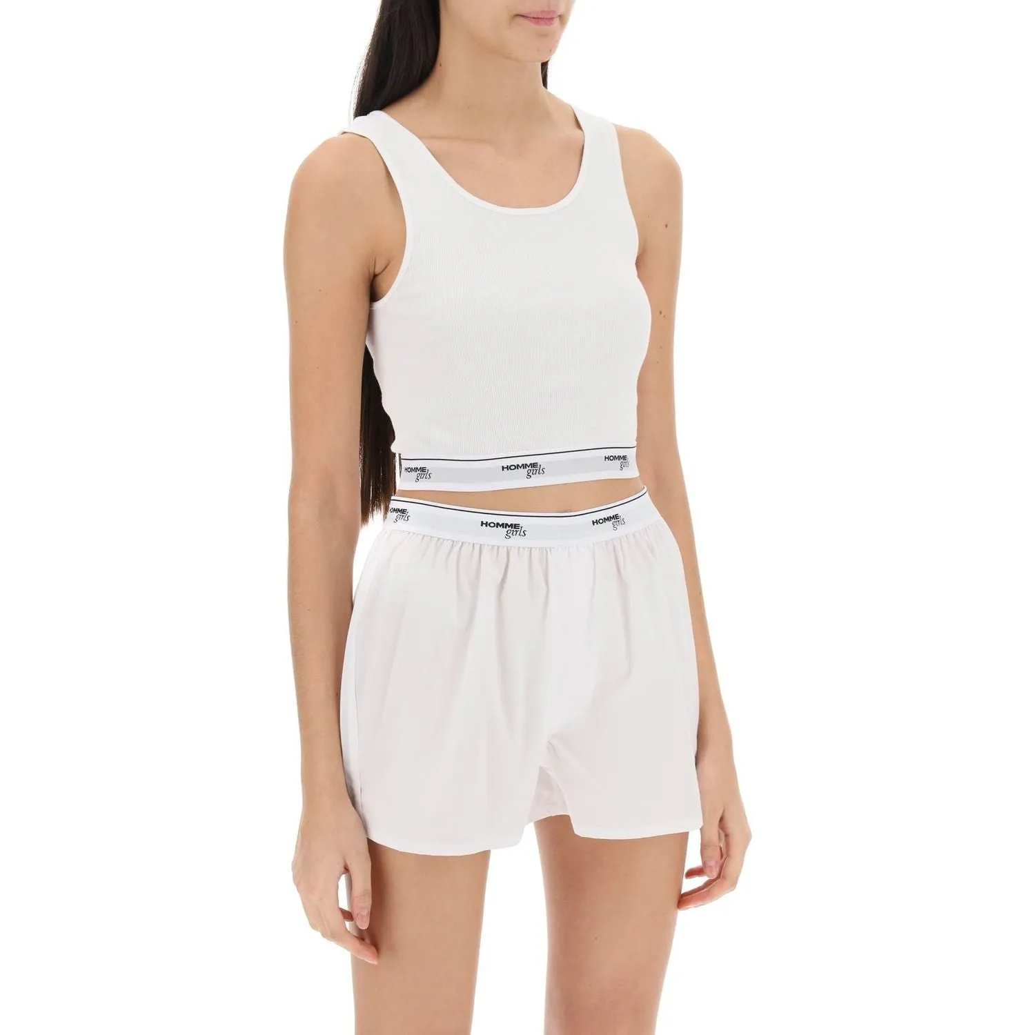 Homme Girls cotton crop top with logo band