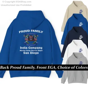 Hoodie: India Co. MCRD San Diego (3rd Battalion Crest on BACK)