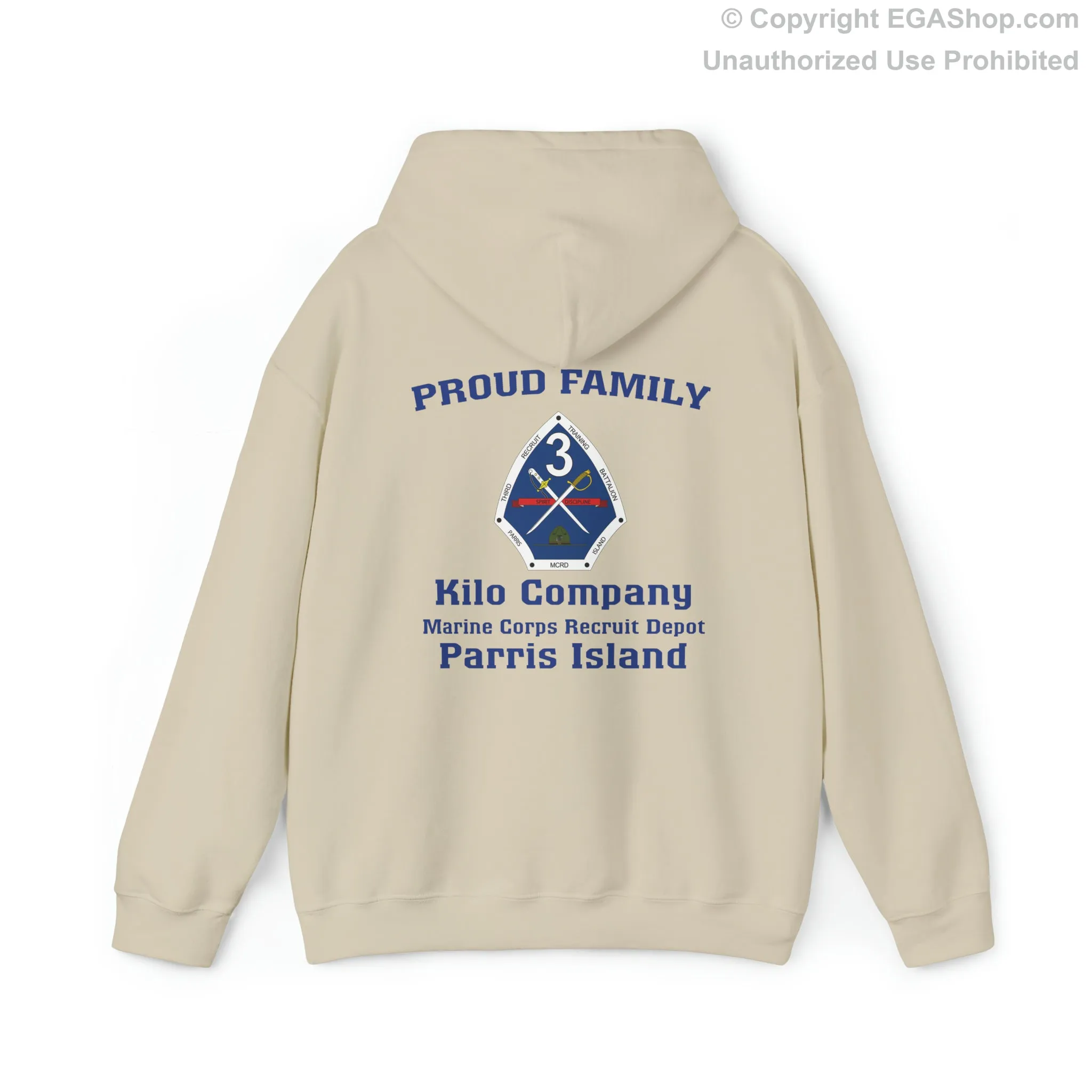 Hoodie: Kilo Co. MCRD Parris Island (3rd Battalion Crest on BACK)