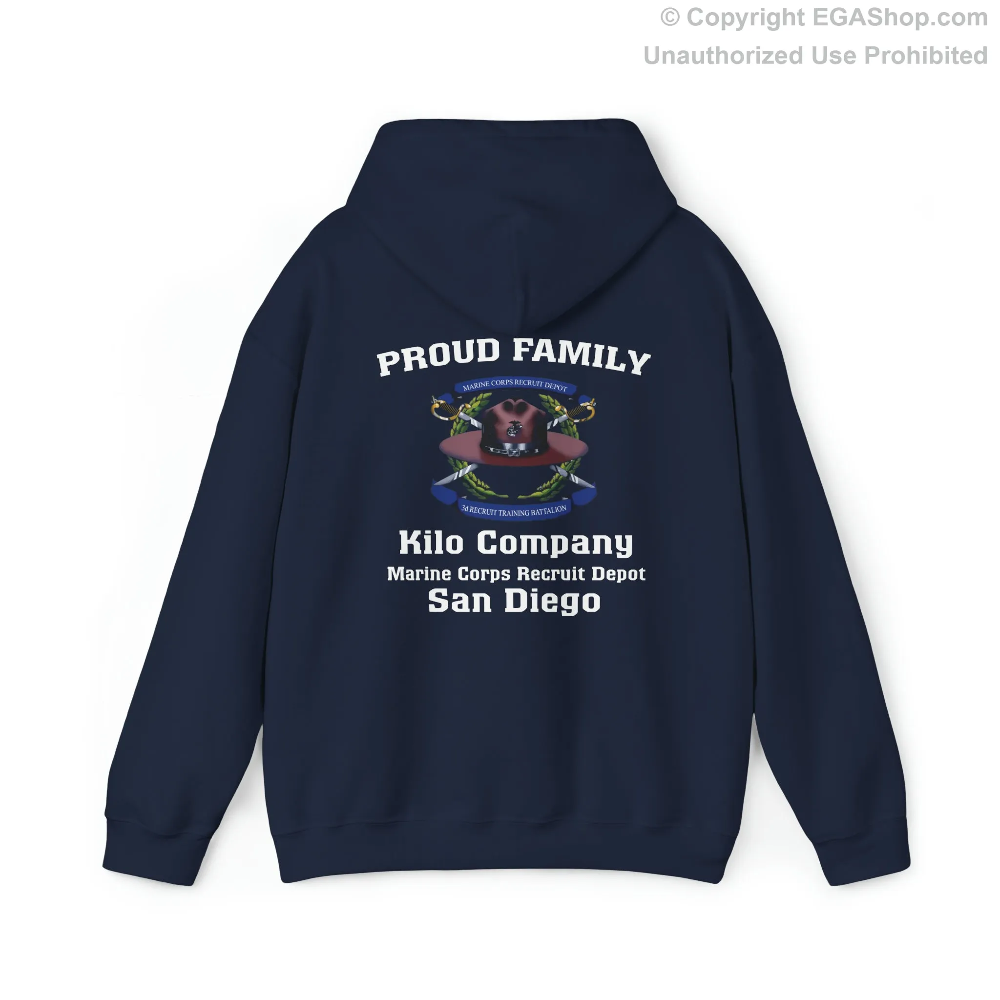 Hoodie: Kilo Co. MCRD San Diego (3rd Battalion Crest on BACK)