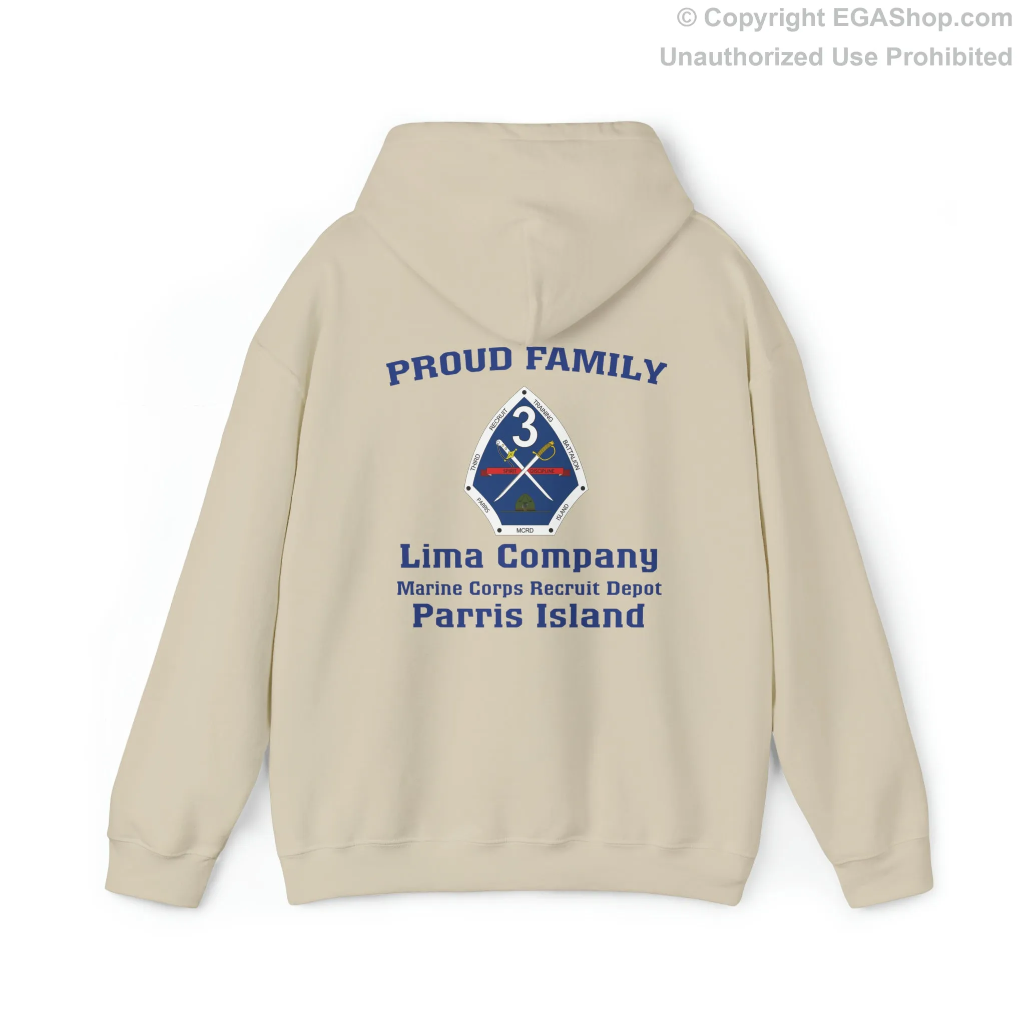 Hoodie: Lima Co. MCRD Parris Island (3rd Battalion Crest on BACK)