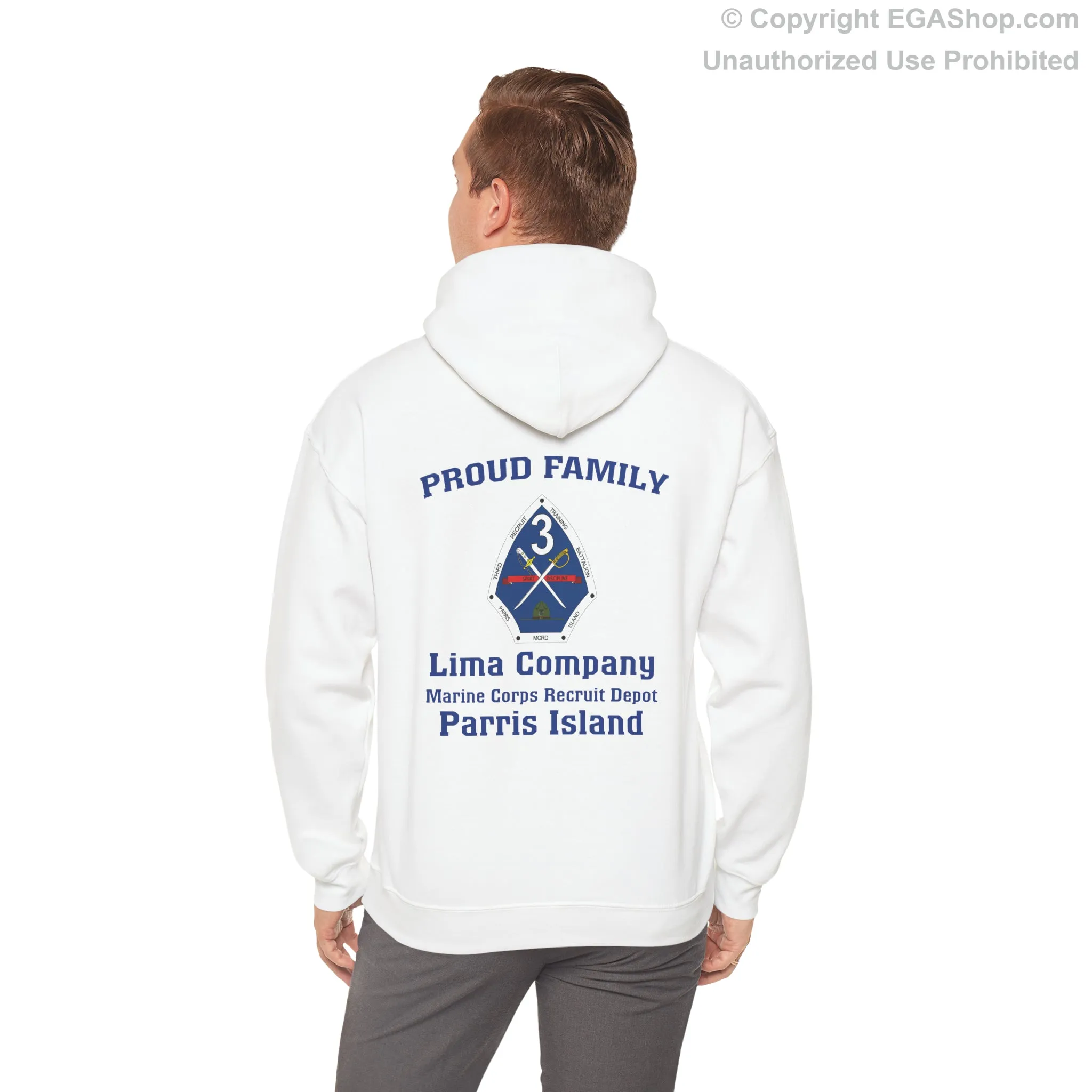 Hoodie: Lima Co. MCRD Parris Island (3rd Battalion Crest on BACK)