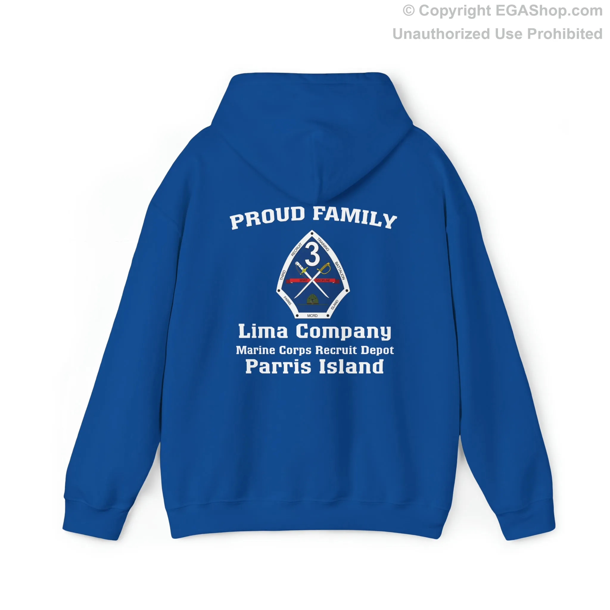 Hoodie: Lima Co. MCRD Parris Island (3rd Battalion Crest on BACK)