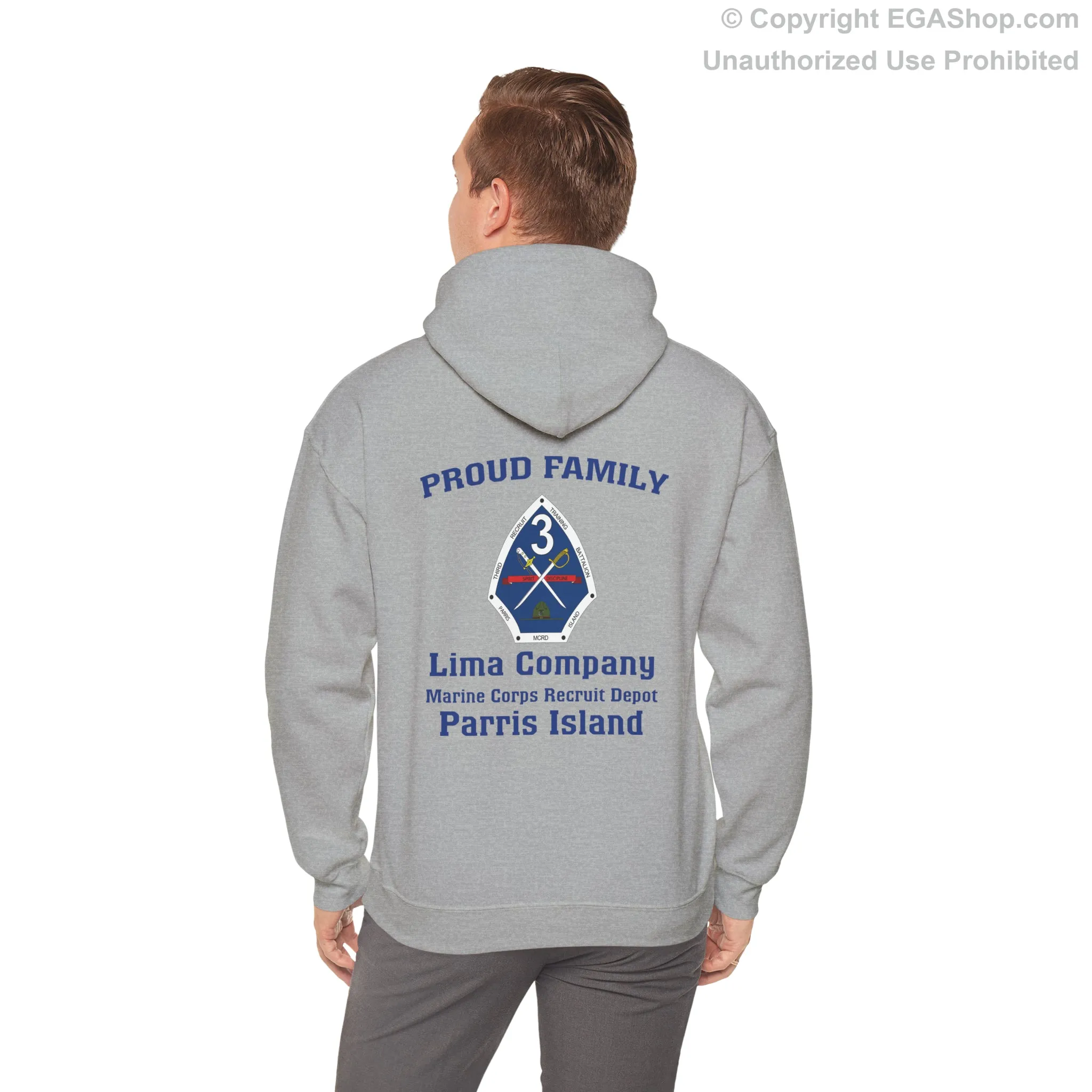 Hoodie: Lima Co. MCRD Parris Island (3rd Battalion Crest on BACK)