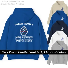 Hoodie: Lima Co. MCRD Parris Island (3rd Battalion Crest on BACK)