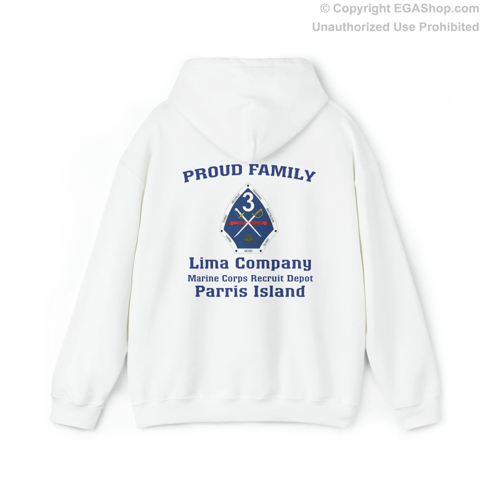 Hoodie: Lima Co. MCRD Parris Island (3rd Battalion Crest on BACK)