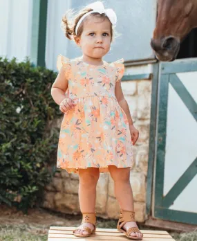 Hoppy Coral Flutter Dress