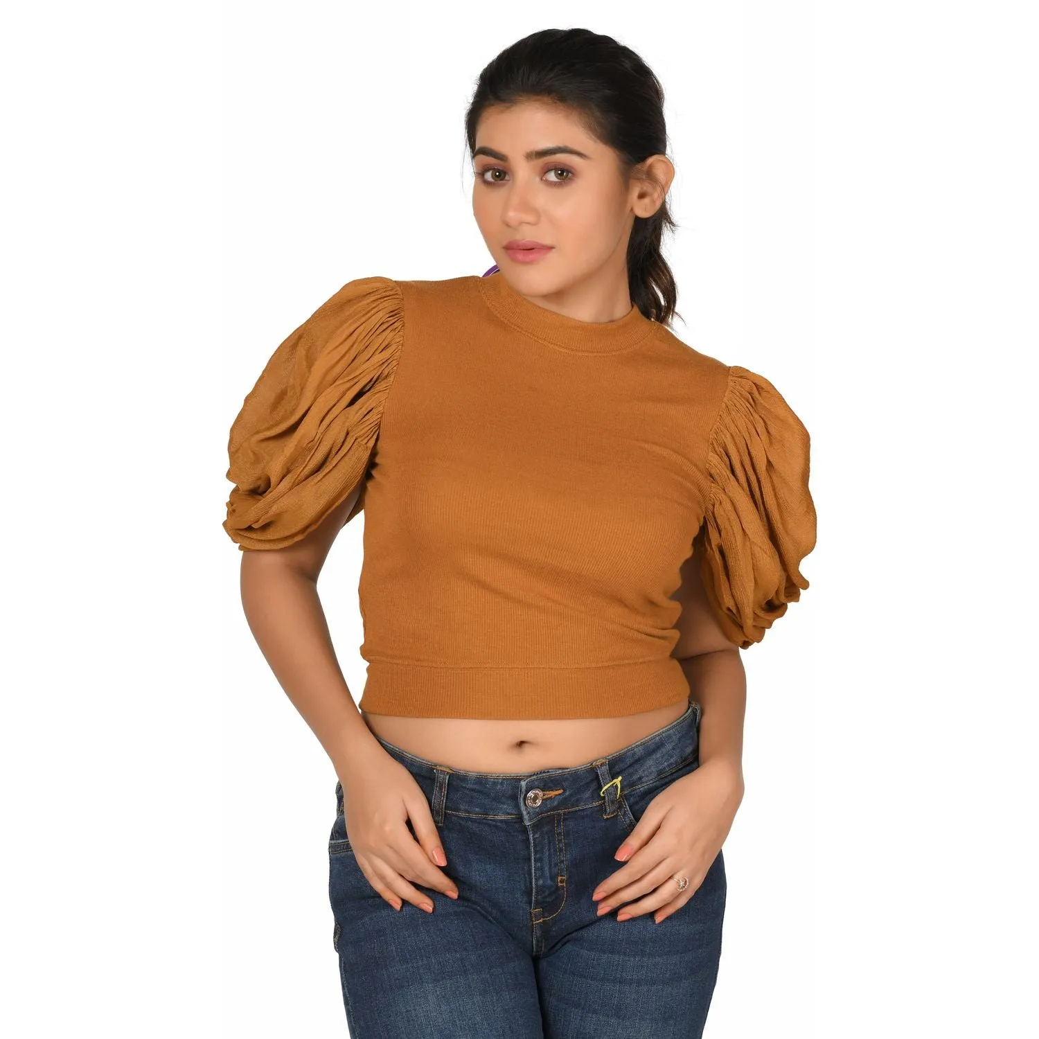 Hosiery Blouses - Mesh Pleated Sleeves