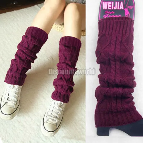 Hot New 2017 Fashion Women Ladies Winter Knit Crochet Leg Warmers Knee High Trim Boot Legging Warmer High Quality Cheap