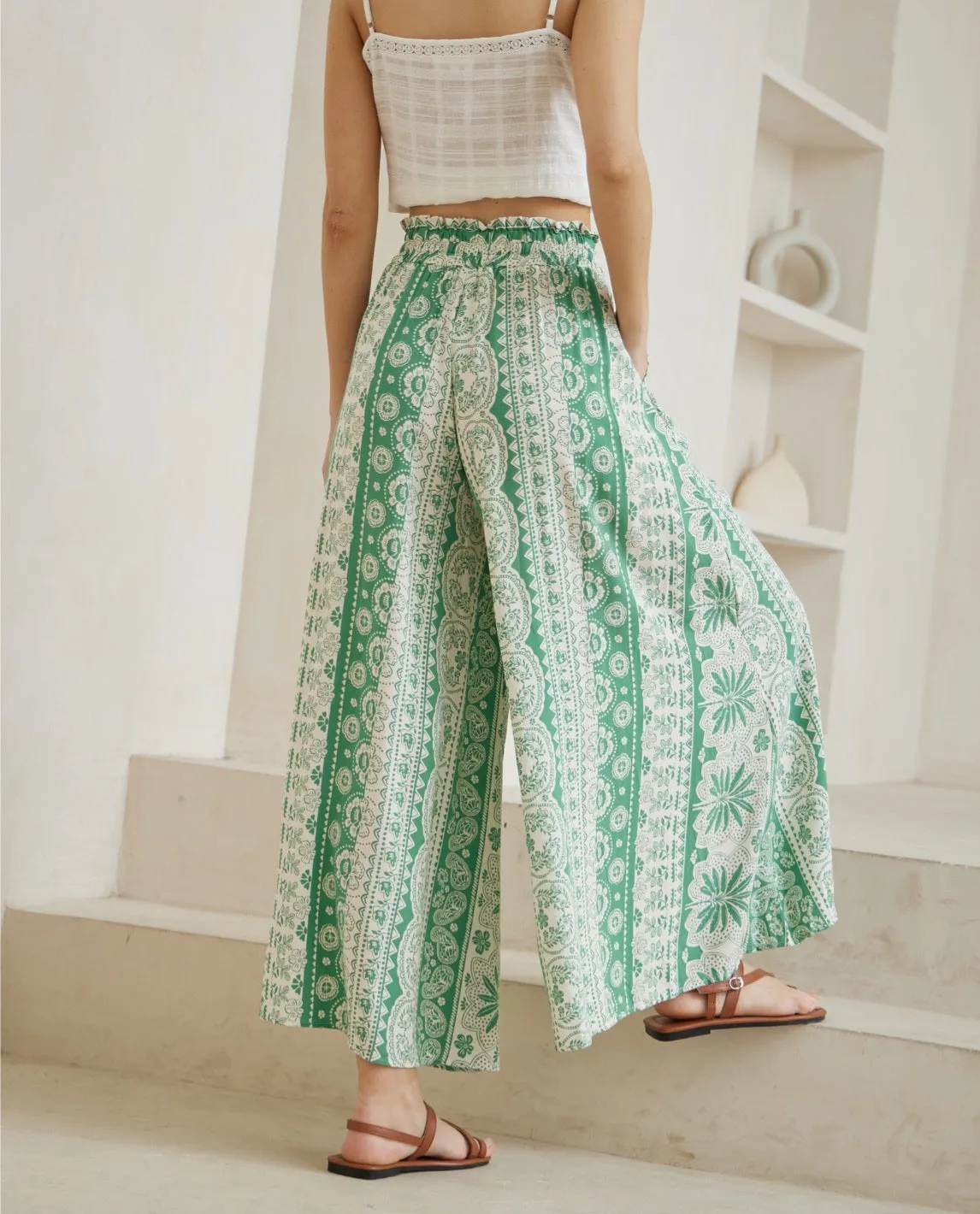 Iris Maxi Palazzo Pants with Drawstring Waist Wide Leg - Catarina