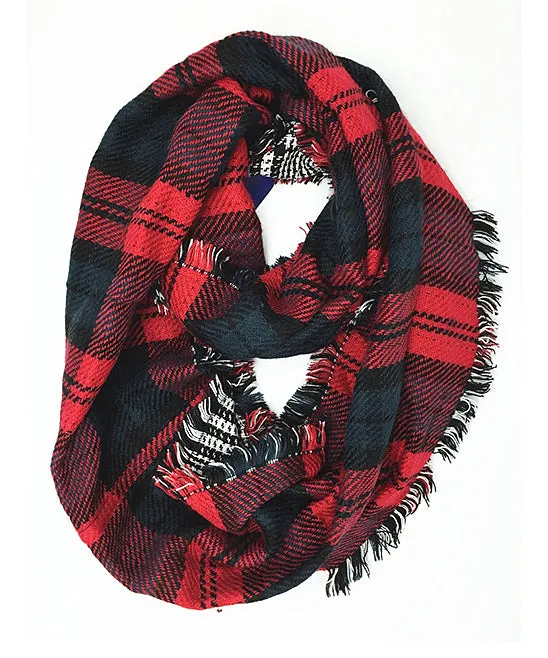 JC010807 Plaid Infinity Scarf