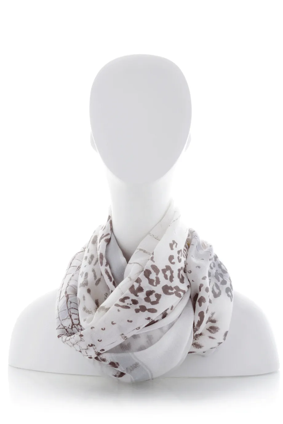 JUNGLE White Grey Wool Woman Scarf