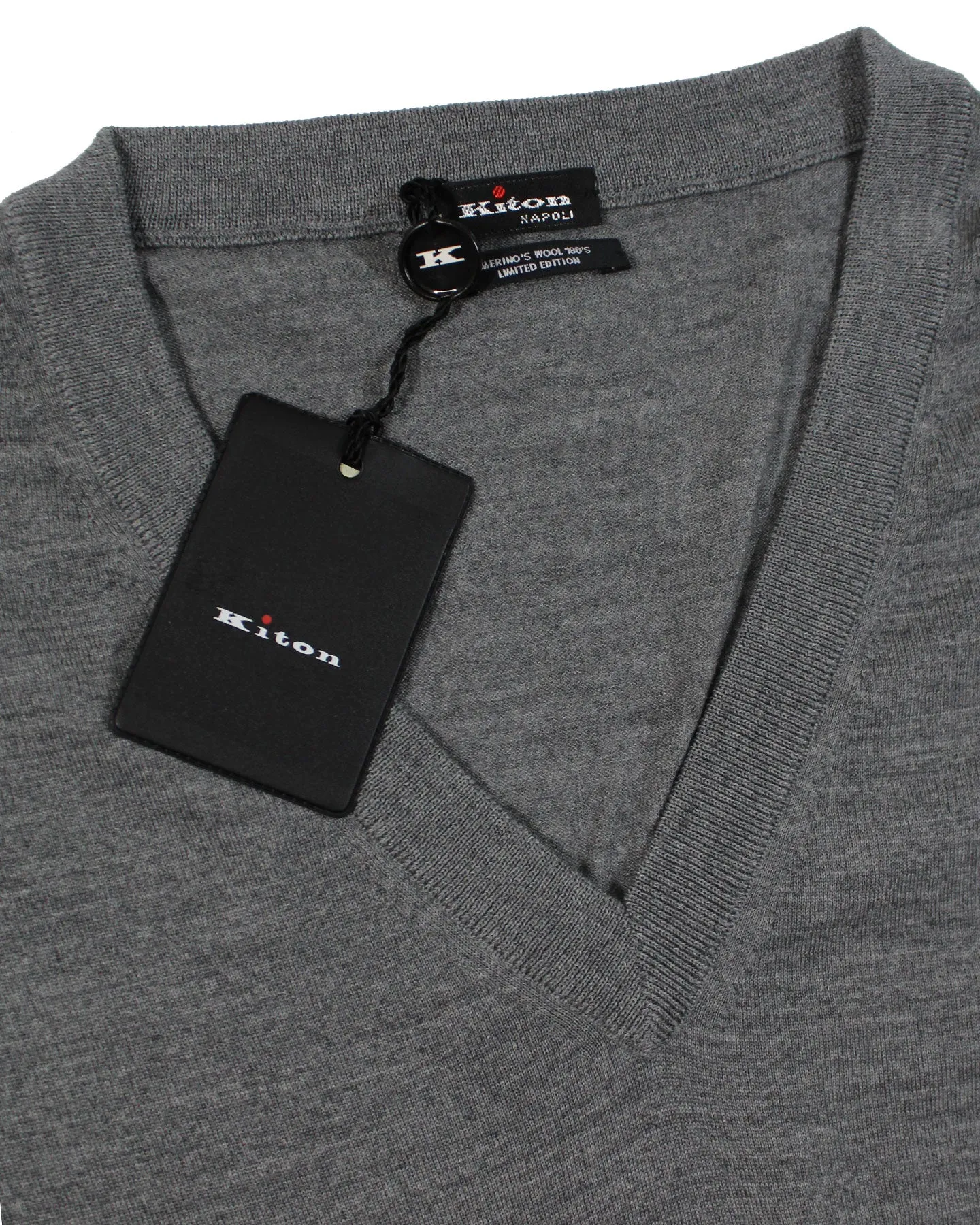 Kiton Wool Sweater Gray V-Neck 3XL / EUR 58