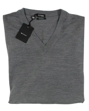 Kiton Wool Sweater Gray V-Neck 3XL / EUR 58