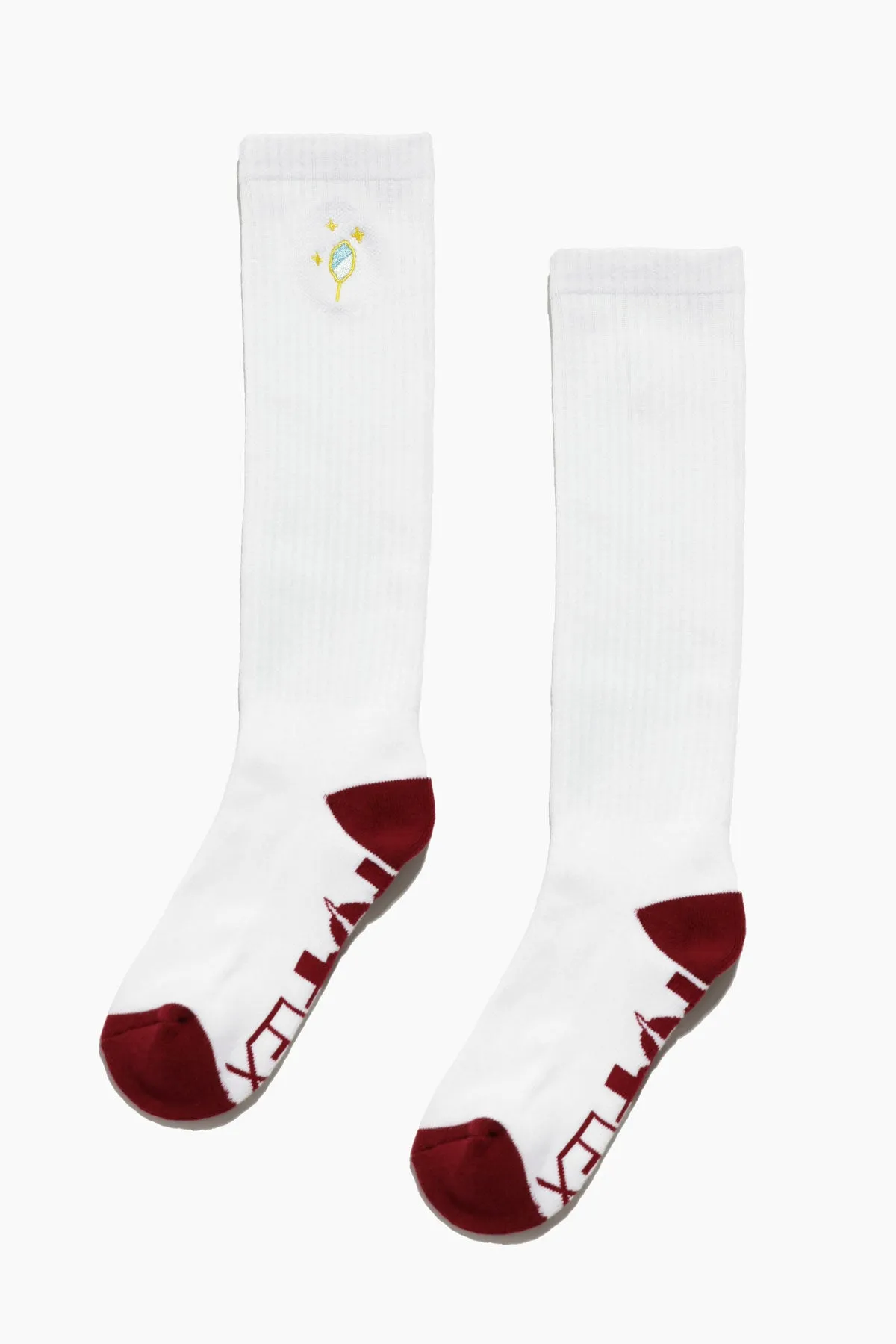 Knee High Socks - White/Crimson