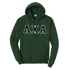 Lambda Chi Forest Hoodie with Sewn On Twill Letters