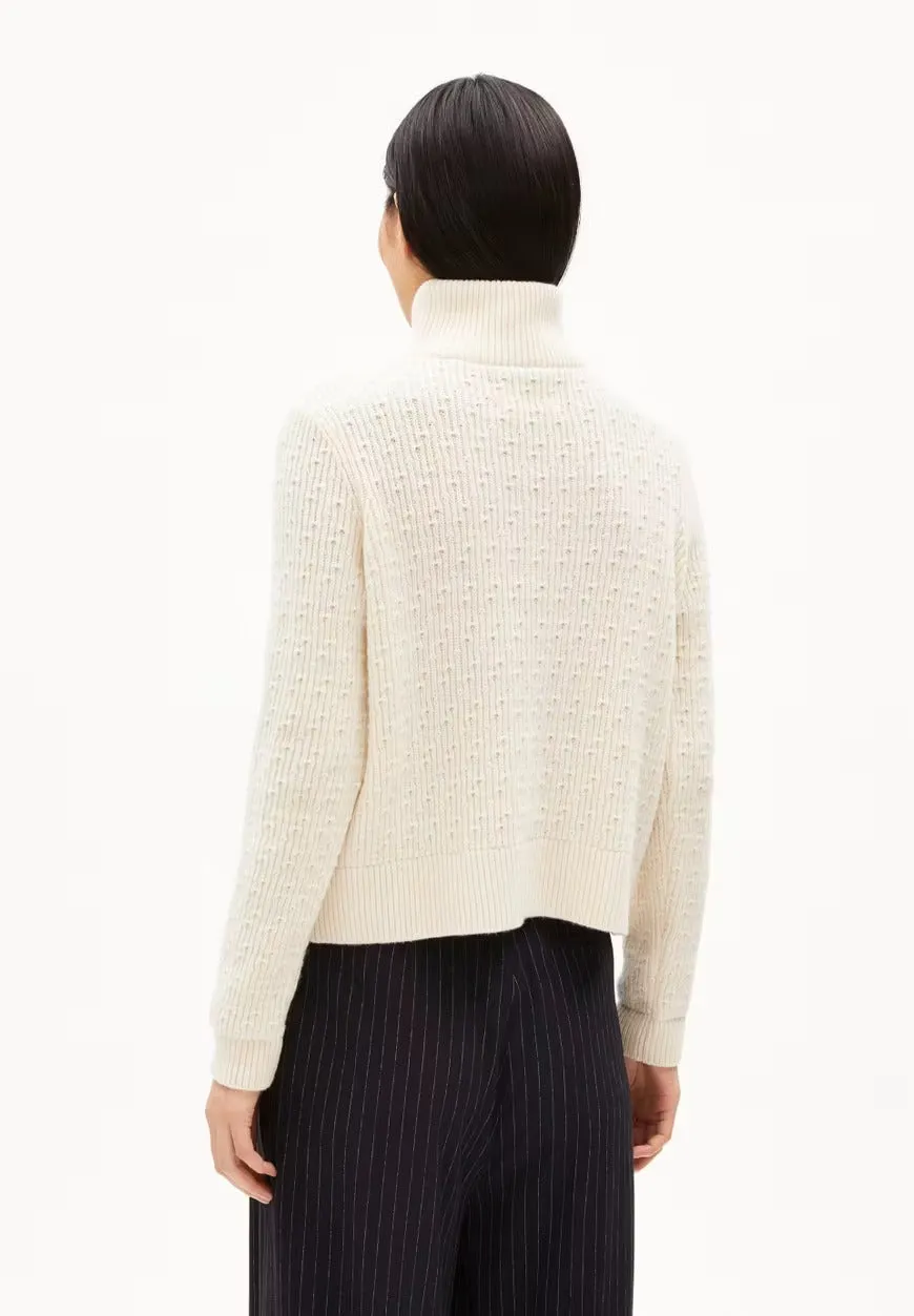 LAST ONE in L - Tulipaa Knitted Zipper Jumper - Oatmilk