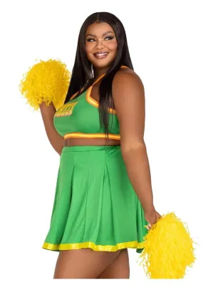 Leg Avenue Bring It Baddie Set Top with Cheer Logo, Pleated Skirt and Pom Pom (3 Piece) - 1x/2x