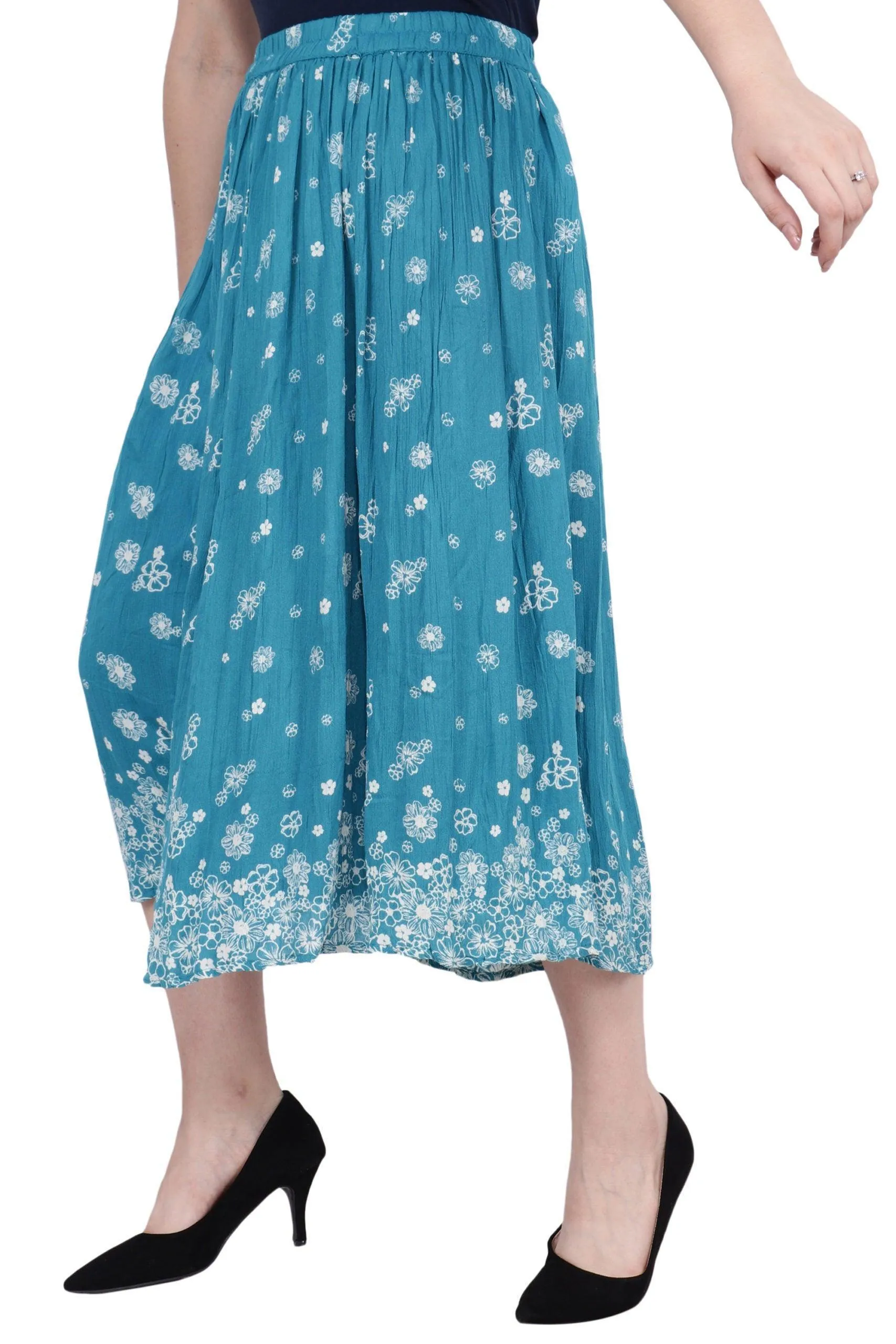 Light Blue Floral Printed Woven Skirt