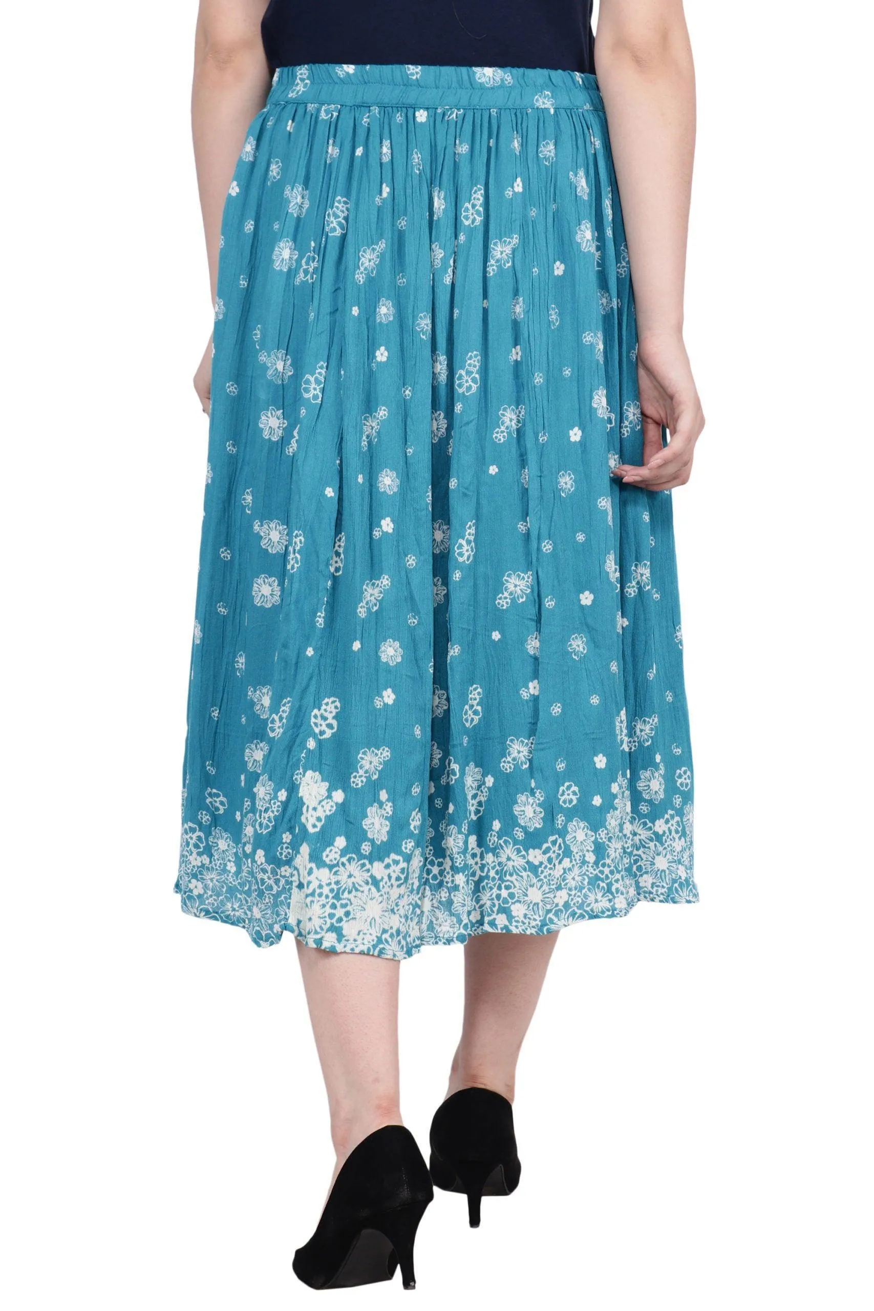 Light Blue Floral Printed Woven Skirt