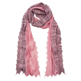 Linear Pattern Cotton Metallic Scarf - Coral/Bronze