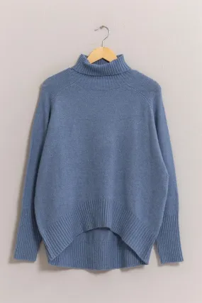 Long Turtle Neck Sweater - Blue