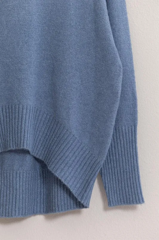 Long Turtle Neck Sweater - Blue