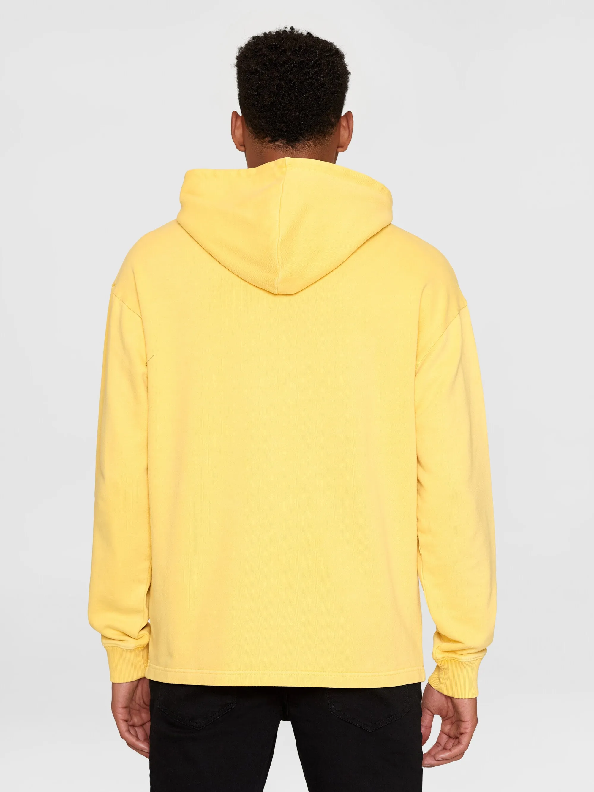 Loose fit hood sweat with logo chest print - GOTS/Vegan - Misted Yellow