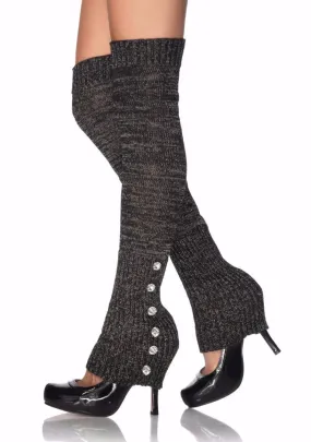 Lurex Ribbed Knit Extra Long Leg Warmers