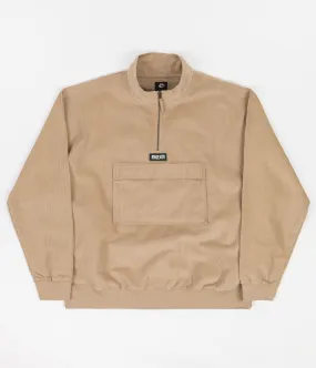 Magenta Corduroy Kangoo Neckzip Sweatshirt - Beige