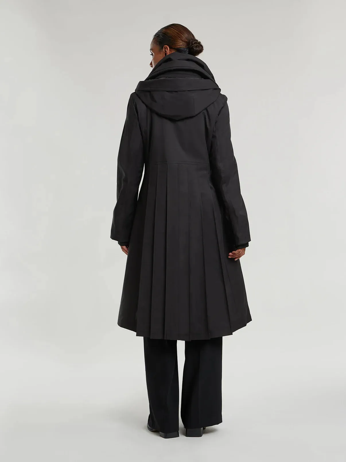 Maise Black Pleated Coat