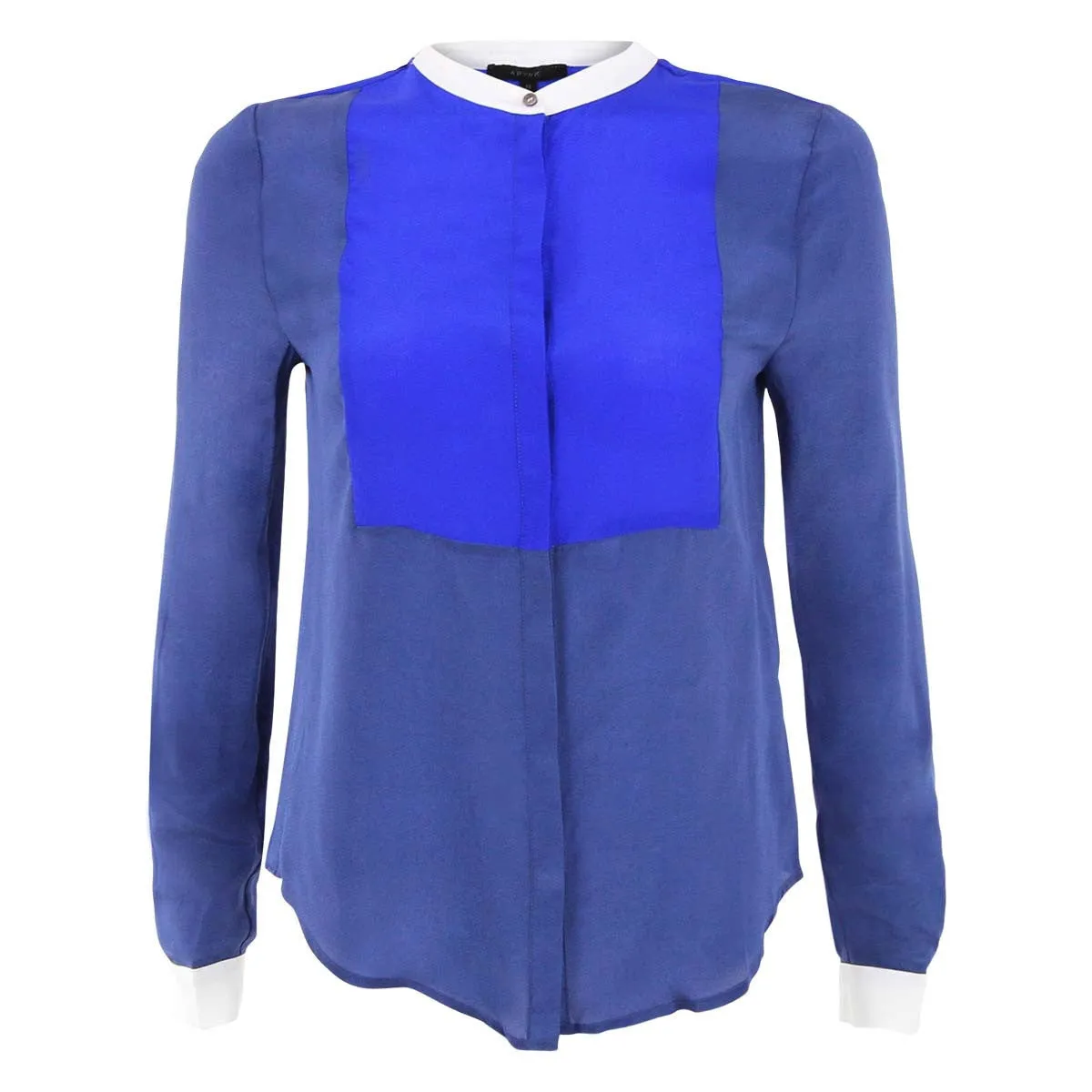 Mandarin Collar Color Block Blouse