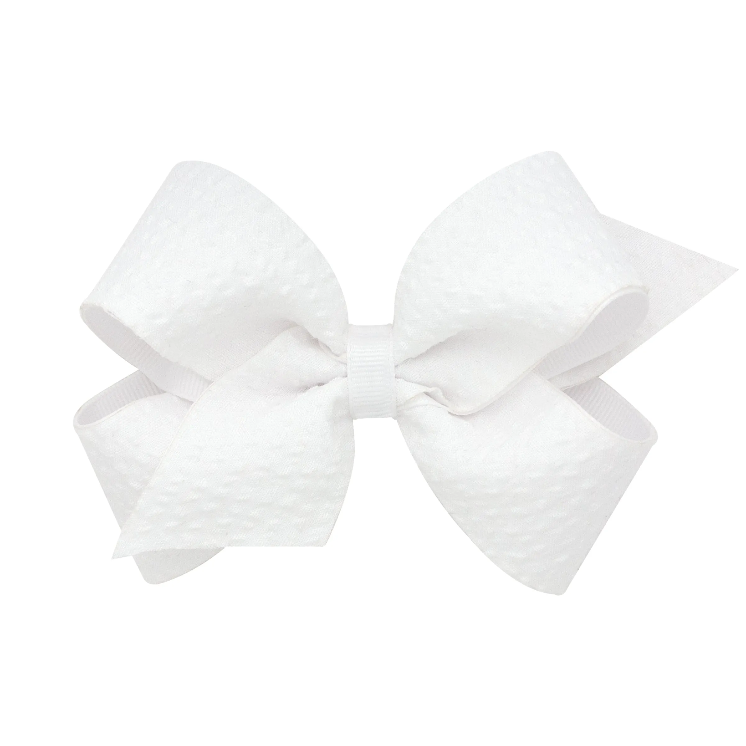 Medium Seersucker Overlay Grosgrain Hair Bow on Clippie