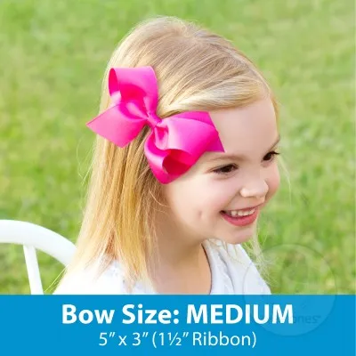 Medium Seersucker Overlay Grosgrain Hair Bow on Clippie