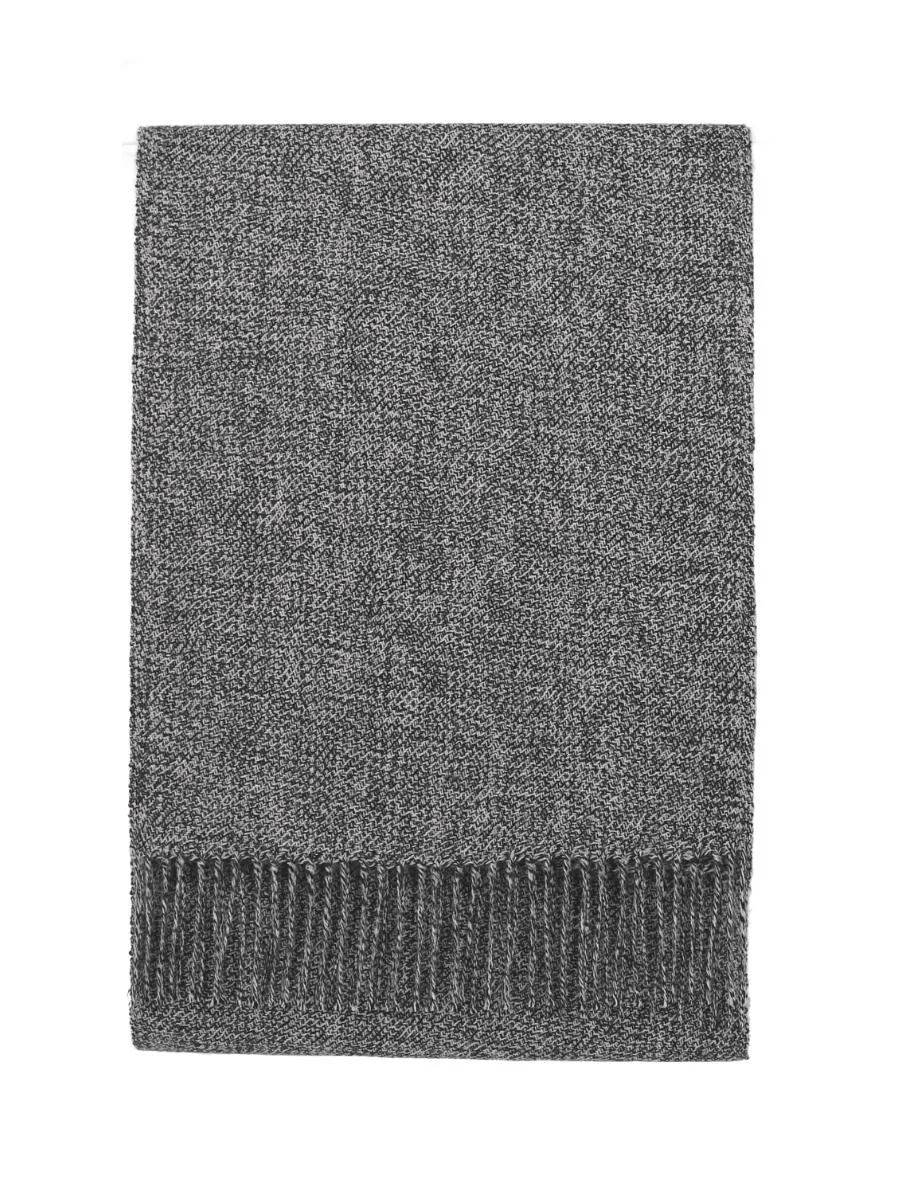 Men's 100% Baby Alpaca Woven Scarf - Black & White Melange