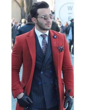 Mens Overcoat - Topcoat For Men - Winter Fabric - Buttons Closure men's Car Coat Wedding Red Prom Suit - Mens Overcoat