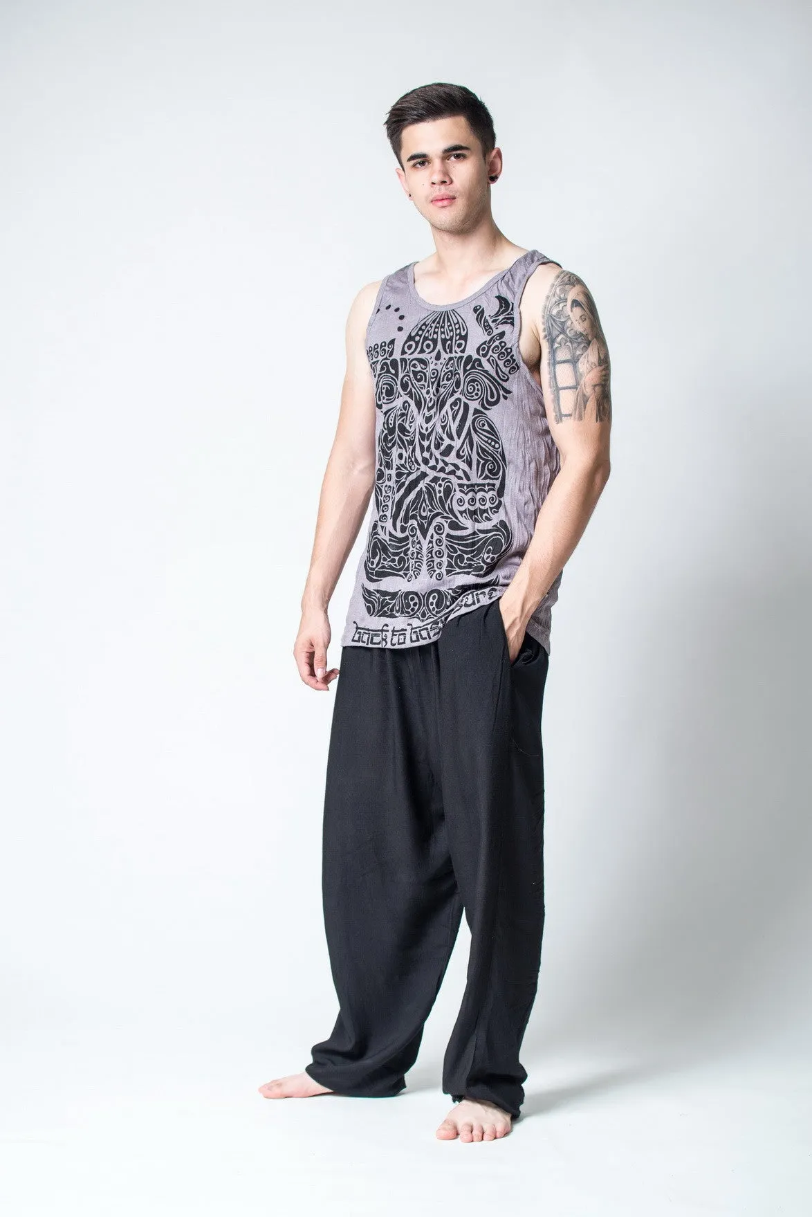 Mens Tattoo Ganesh Tank Top in Grey