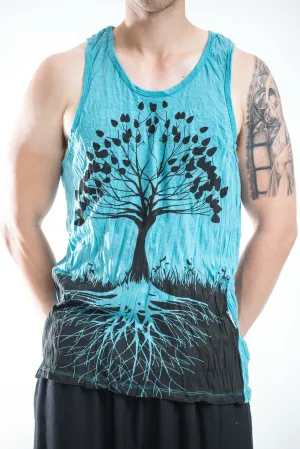 Mens Tree of Life Tank Top in Turquoise