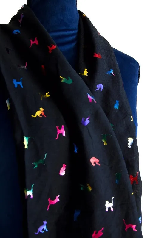 Multicolour Biccari Rainbow Cat Foil Scarf